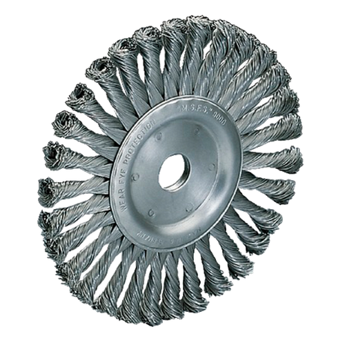 Фото товара "Жгутовая дисковая щетка, 125х13х28 мм, отверстие 22,2 мм, нержавеющая стальная проволока, 0,5 мм"